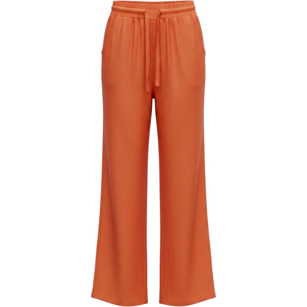Sienna Sky Pants Women M Orange Wide Leg Linen Blend Drawstring Vacay Boho Flowy